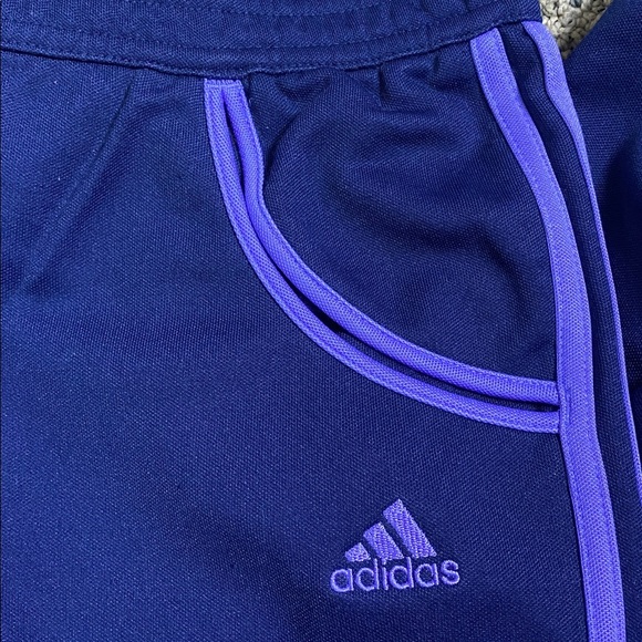 Adidas Navy Blue Yoga Pants Track Pants with Purple Accents Sz L - Picture 8 of 8